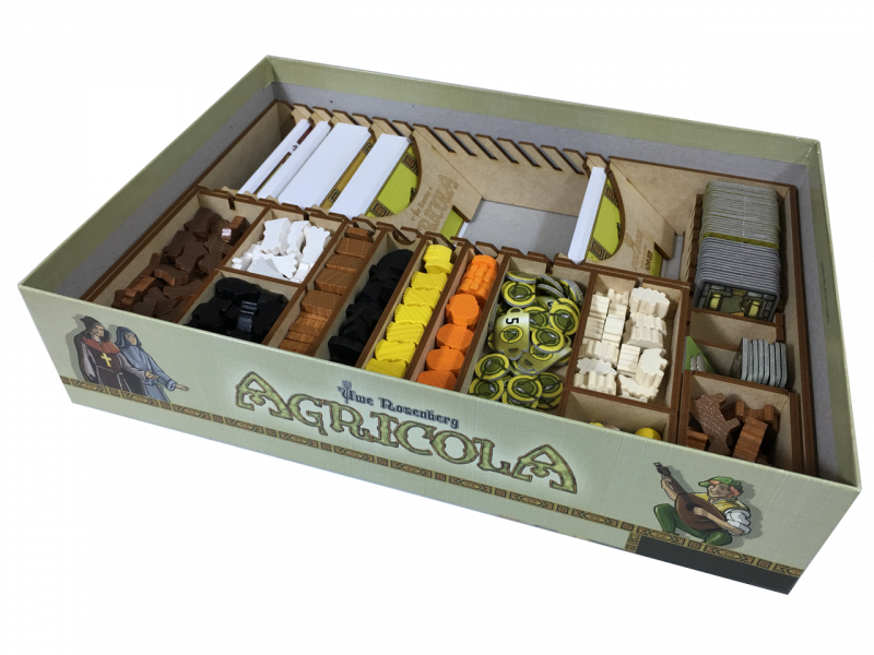 Agricola. Plastic container for storage and easy to use during game play.